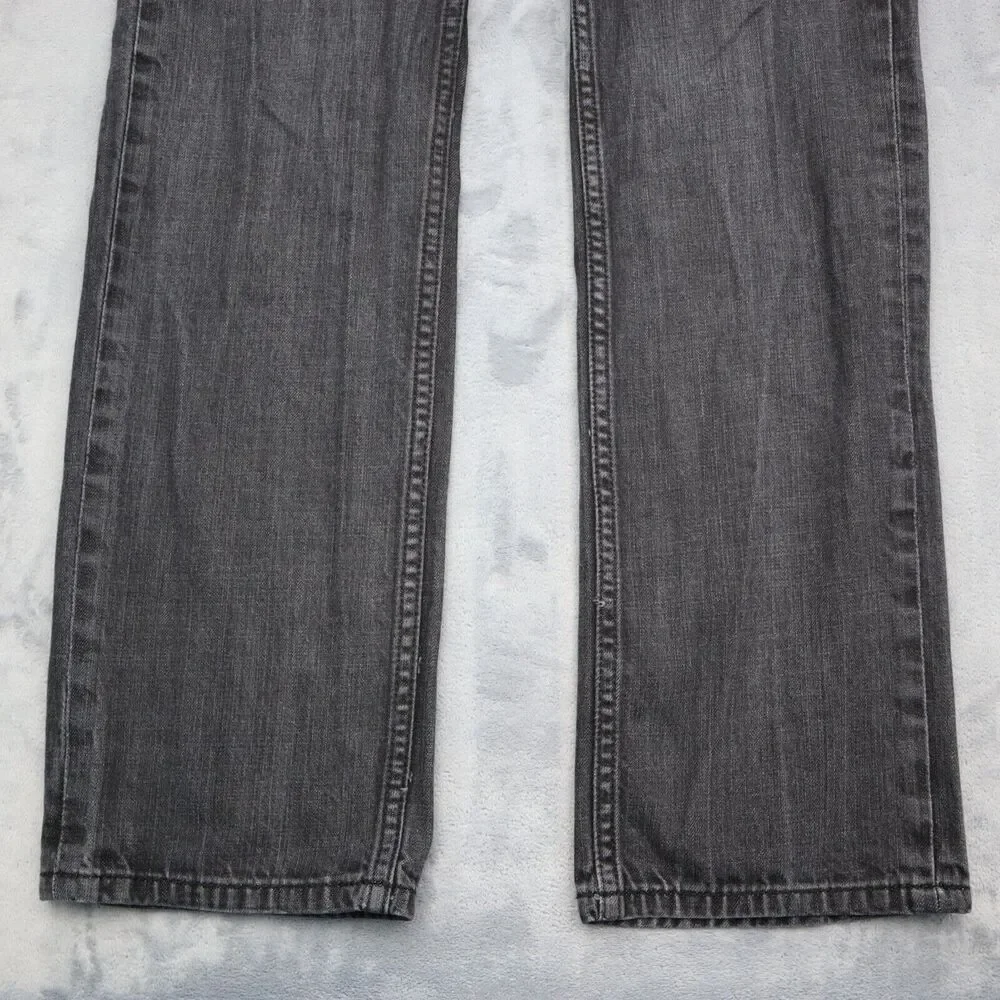 Perry Ellis Jeans Mens 34 Black Straight Mid Rise Cotton Pocket Zip Denim Pants